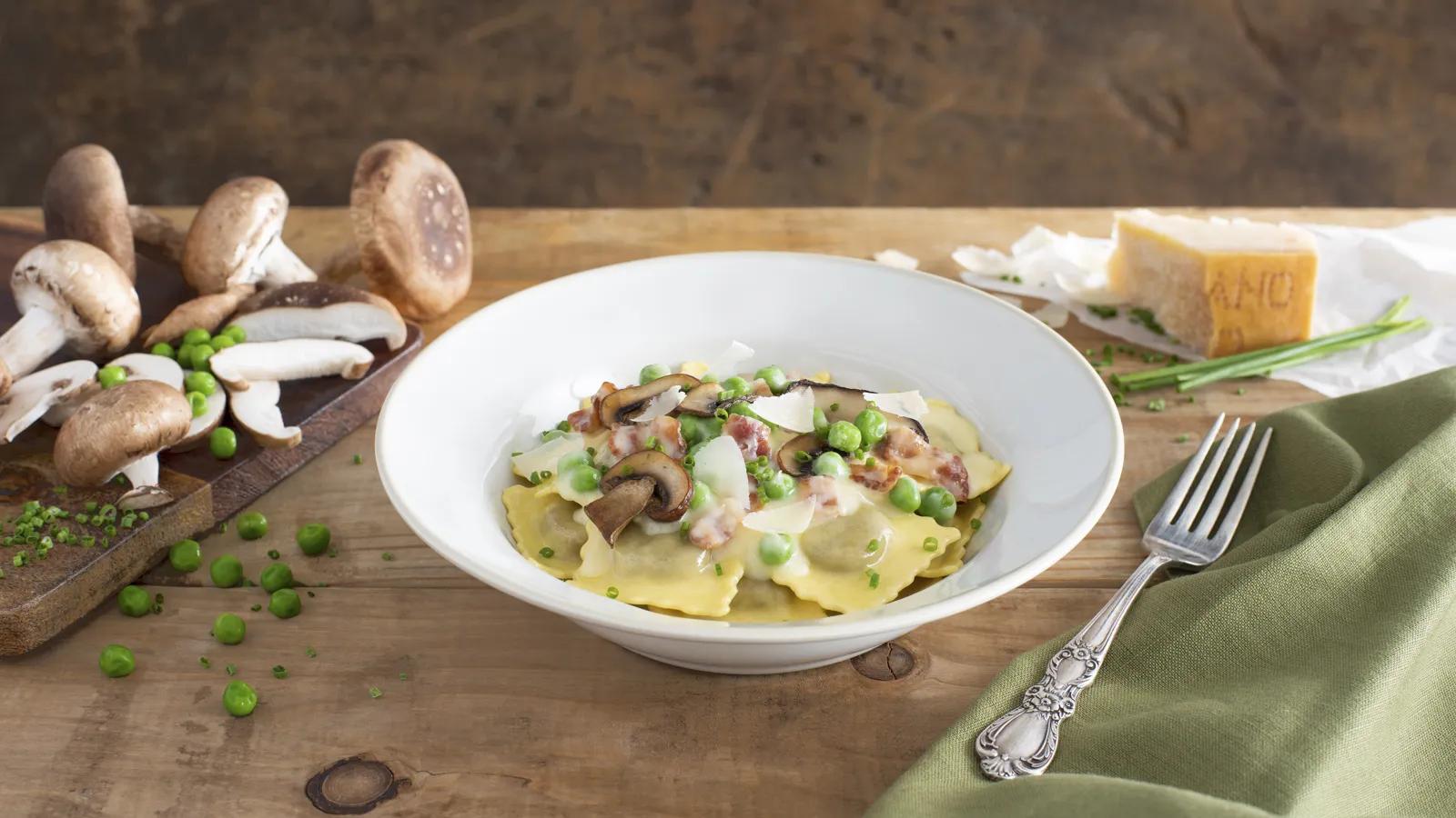 Ravioli aux champignons avec sauce au bacon et au beurre | Olivieri®