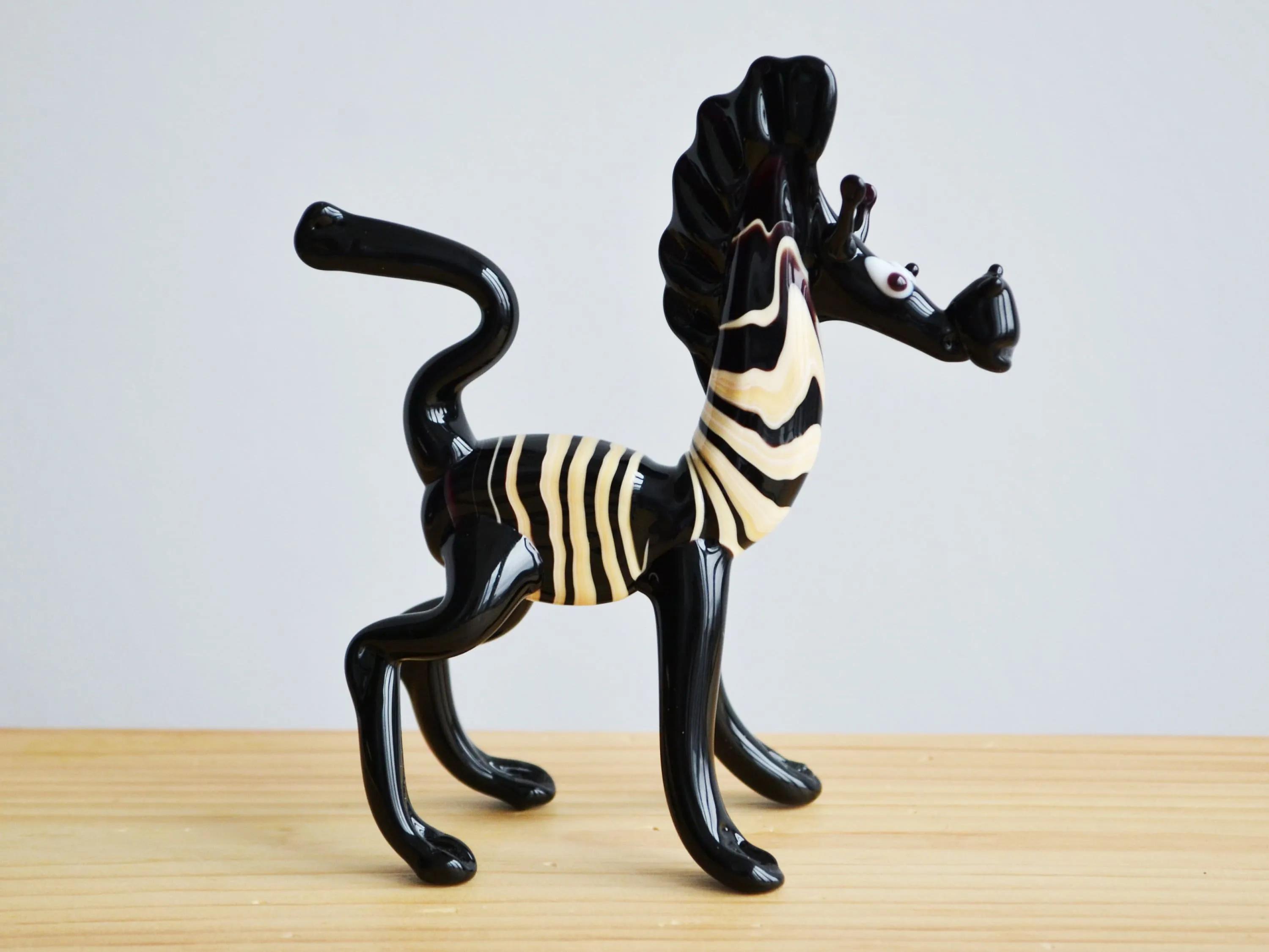 Schwarze Glas Zebra Figur Kunst Glas Zebra Skulptur | Etsy