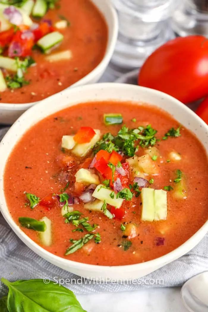 Easy Fresh Gazpacho {no cooking required} - Spend With Pennies