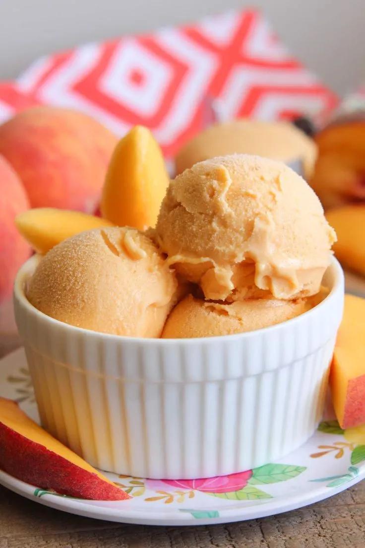 Three-Ingredient Peach Sherbet | Sherbet recipes, Peach sherbet recipe ...