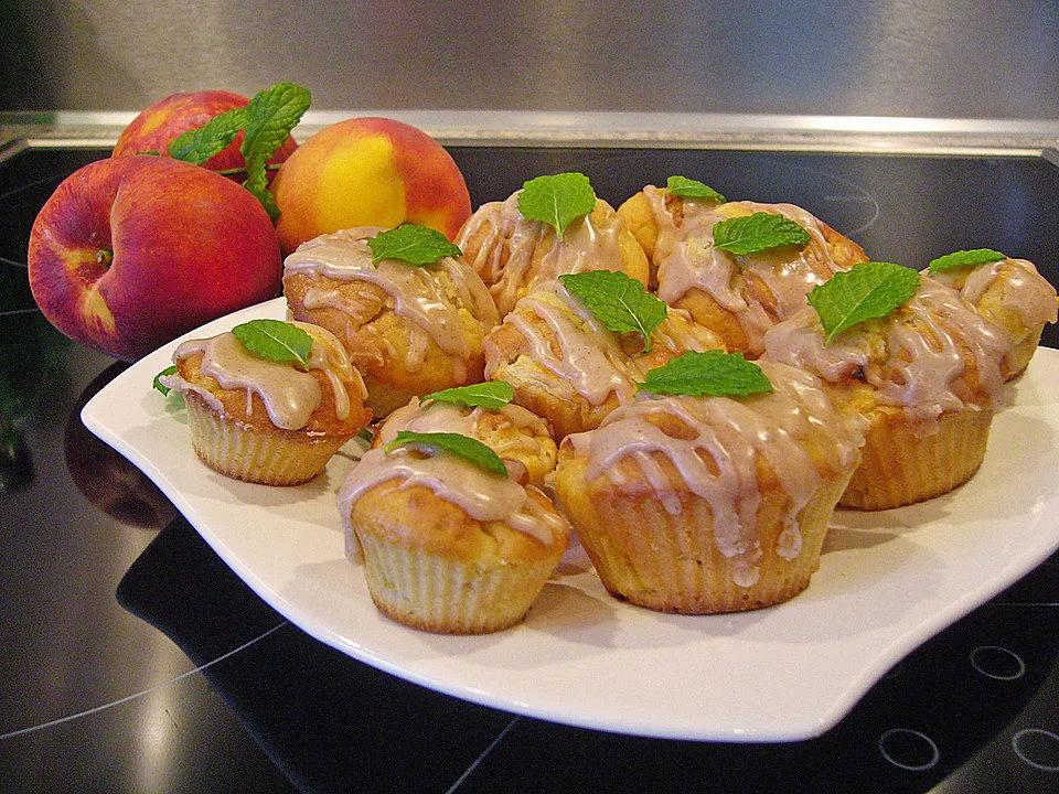 Pfirsich - Mandel - Muffins mit Zimtglasur von LadyLily| Chefkoch