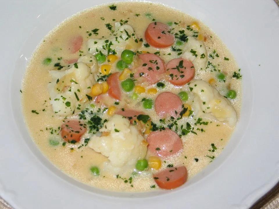 Blumenkohlsuppe mit Würstchen von Senicat| Chefkoch