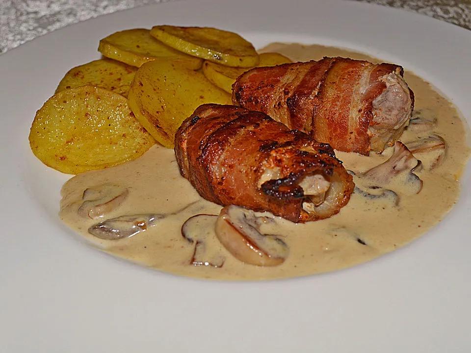 Schweinefilet im Speckmantel mit Champignon-Pfeffer Rahmsoße von ...