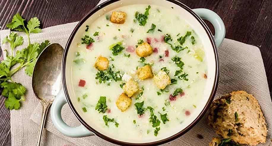 Kartoffelsuppe mit Schinken und Crôutons - Pro Life Family