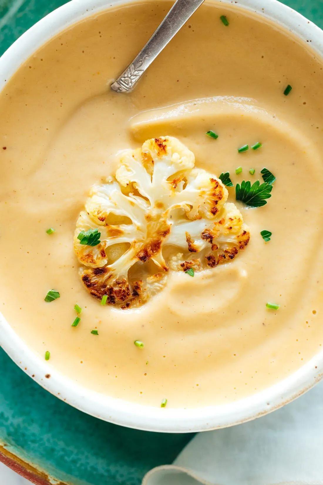 Creamy Roasted Cauliflower Soup Recipe - Cookie and Kate | Rezept ...