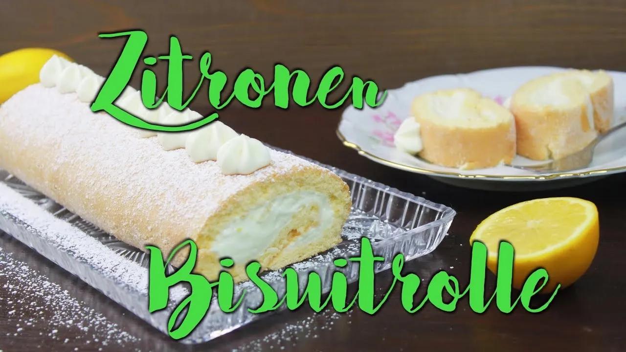 ZITRONEN BISKUITROLLE BACKEN [mit Quark &amp; Joghurt] | Lemon Swiss Roll ...