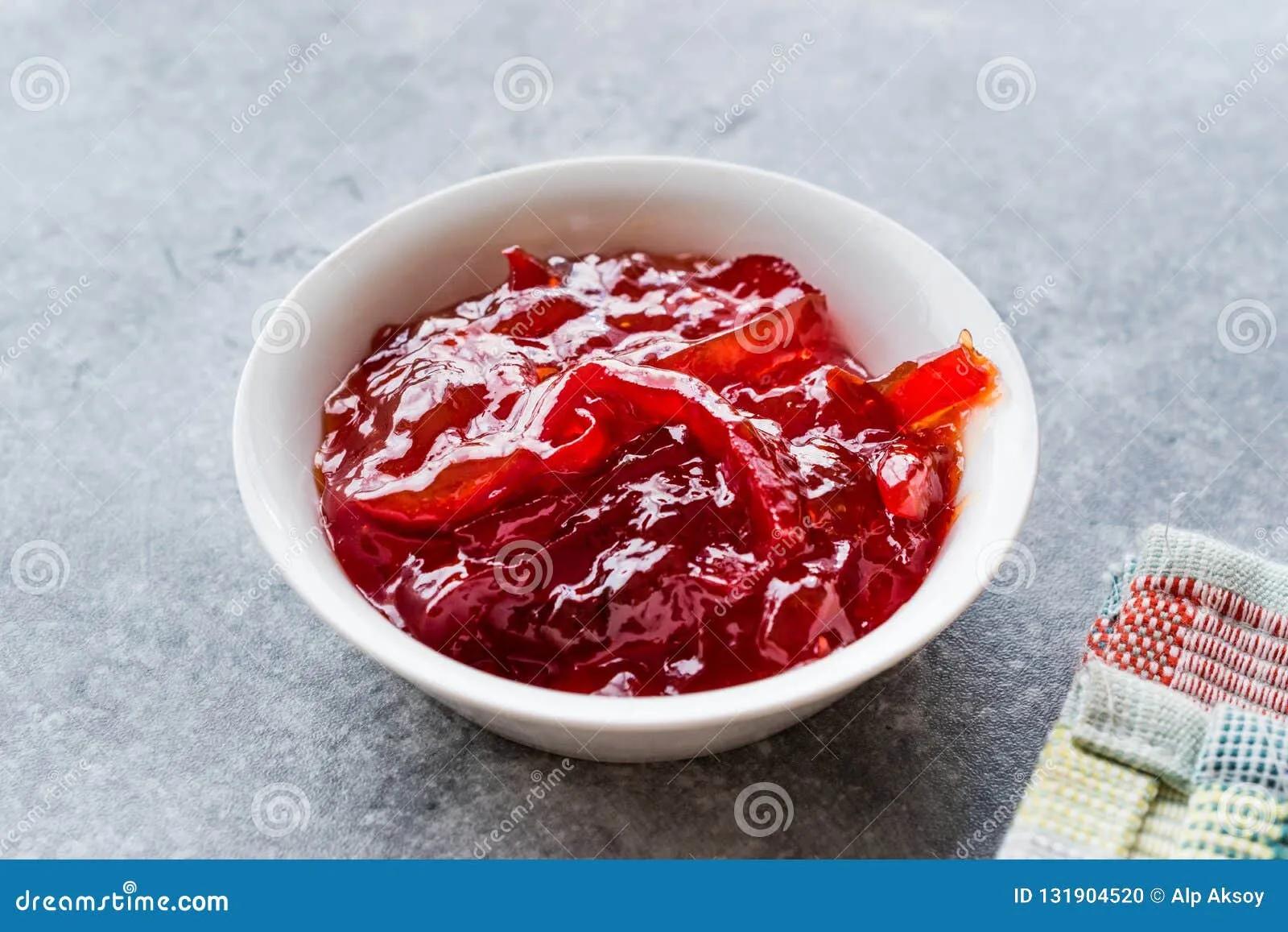 Red Pepper Jam in Small Bowl / Marmalade Stock Photo - Image of sweet ...