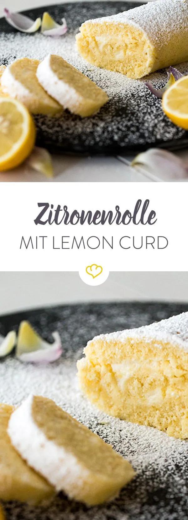Zitronenrolle mit Lemon Curd | Rezept | Zitronenrolle, Zitronen rolle ...