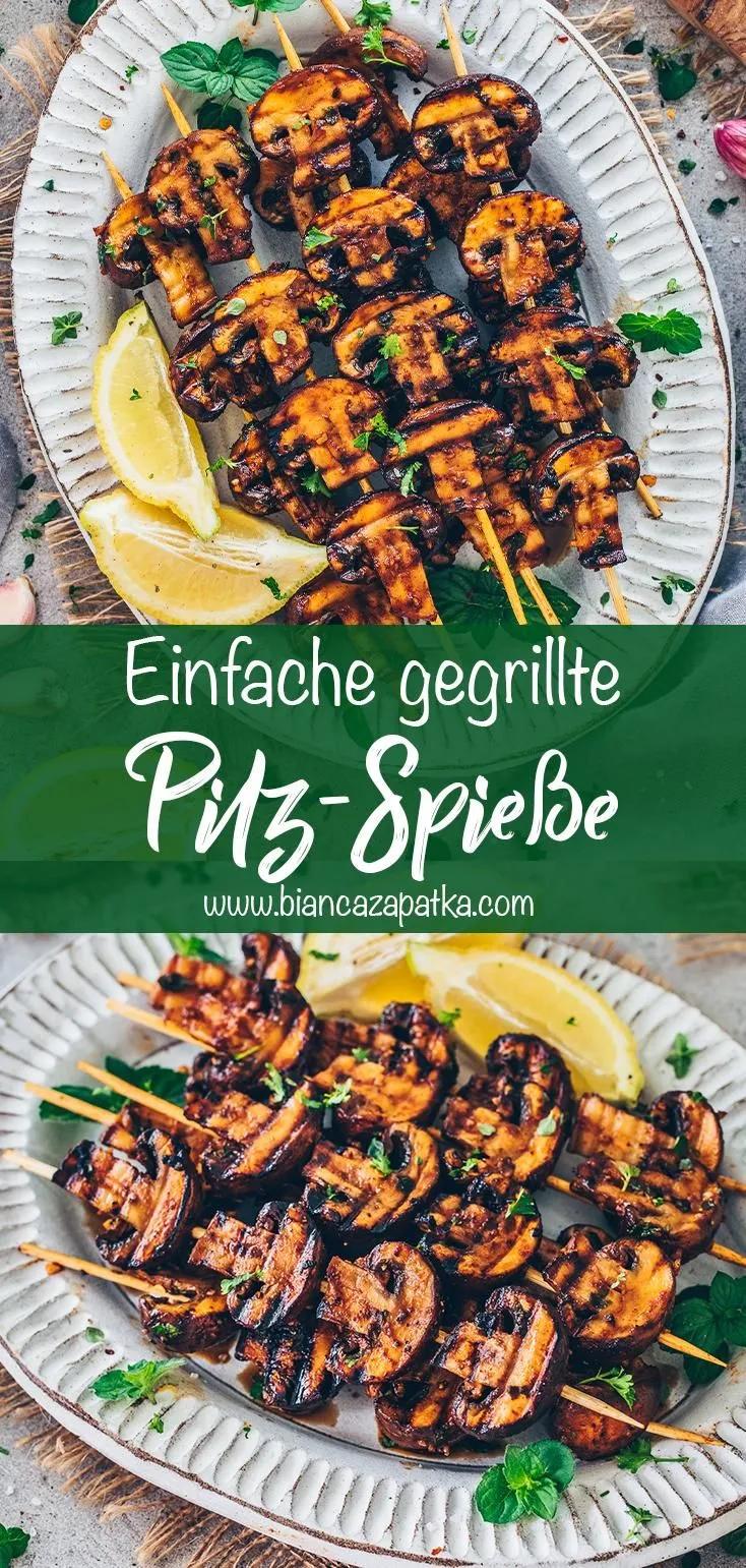 Champignon-Spieße vom Grill | Pilze grillen | Essen zum grillen ...