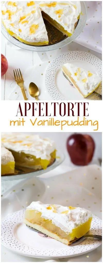 Schnell gemachte Apfeltorte mit Vanillepudding - Unalife | Apfelkuchen ...