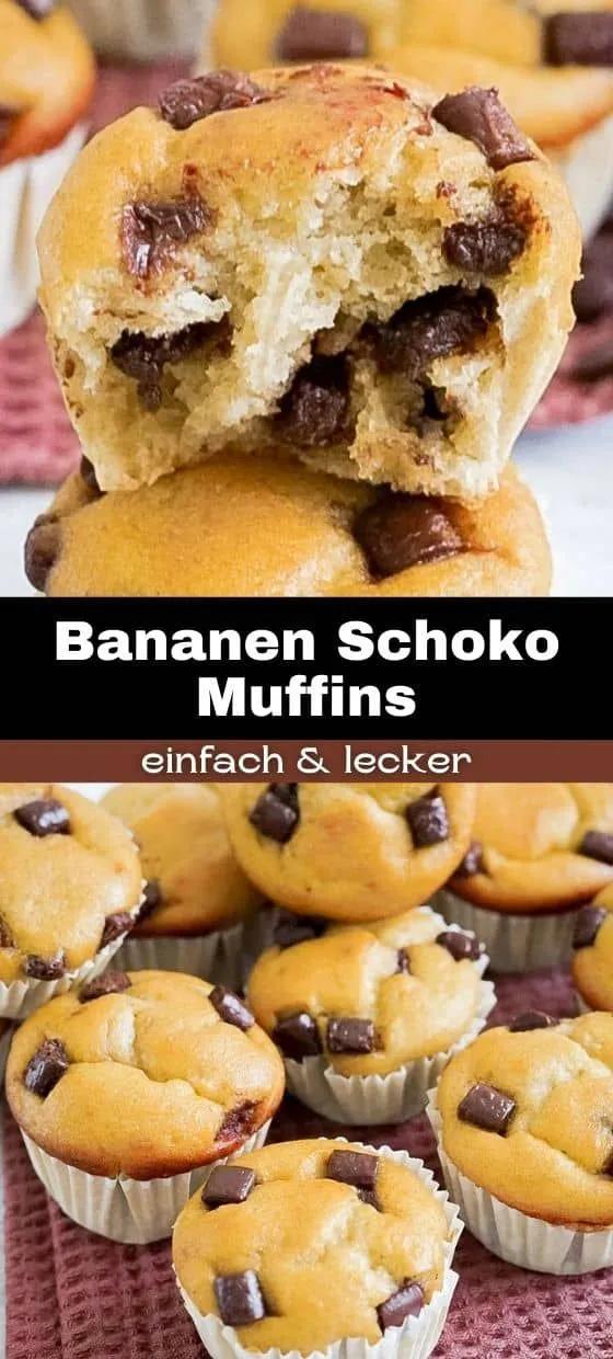 Saftige Bananen-Schoko-Muffins | Bananenkuchen rezepte, Muffin rezept ...