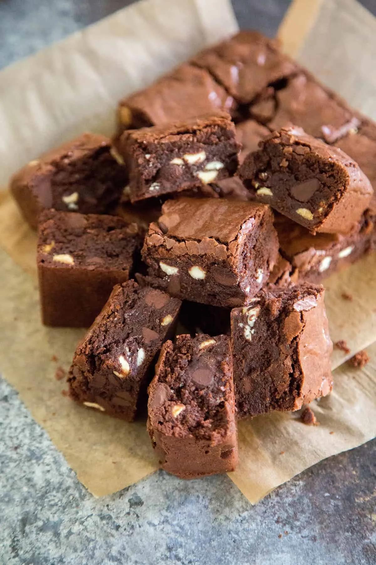 Triple Chocolate Brownies (fudge brownies)- The Little Epicurean