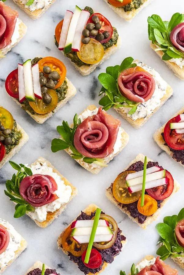 Beautiful Spring Canapés | Canapes recipes, Easy canapes, Party food ...