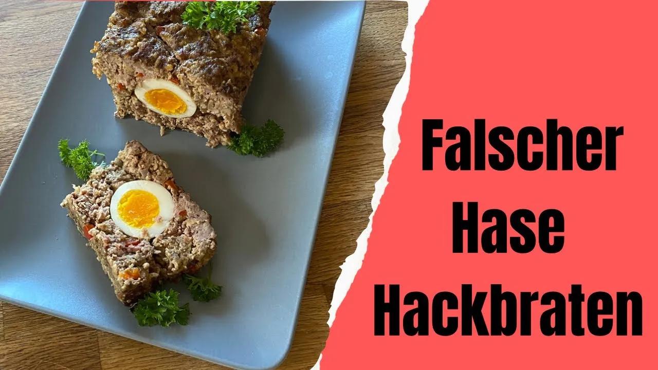 Hackbraten mit Eiern , falscher Hase in einer Kastenform aus dem Ofen ...