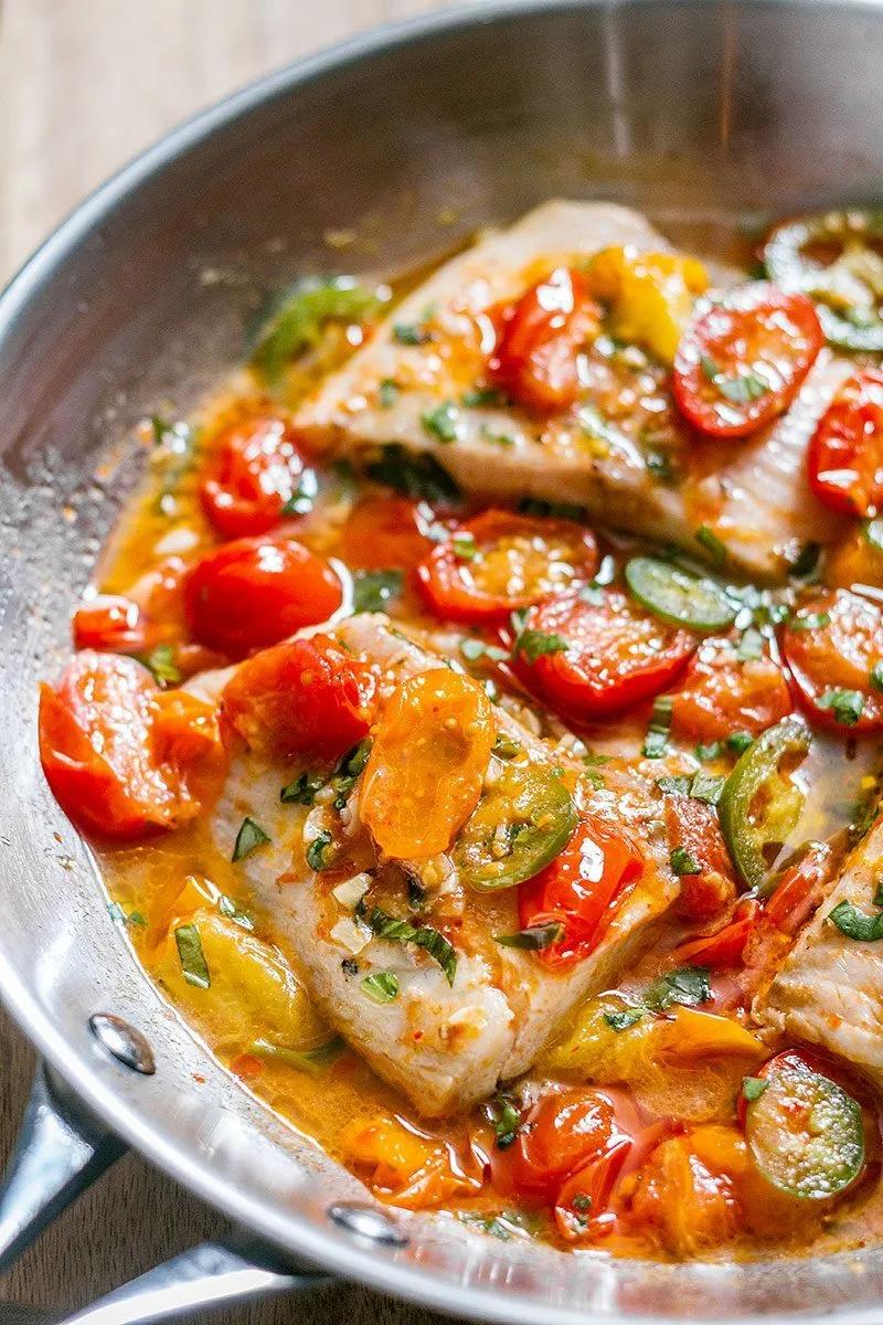 Tilapia Fish Recipe in Tomato Basil Sauce – Easy Tilapia Recipe ...