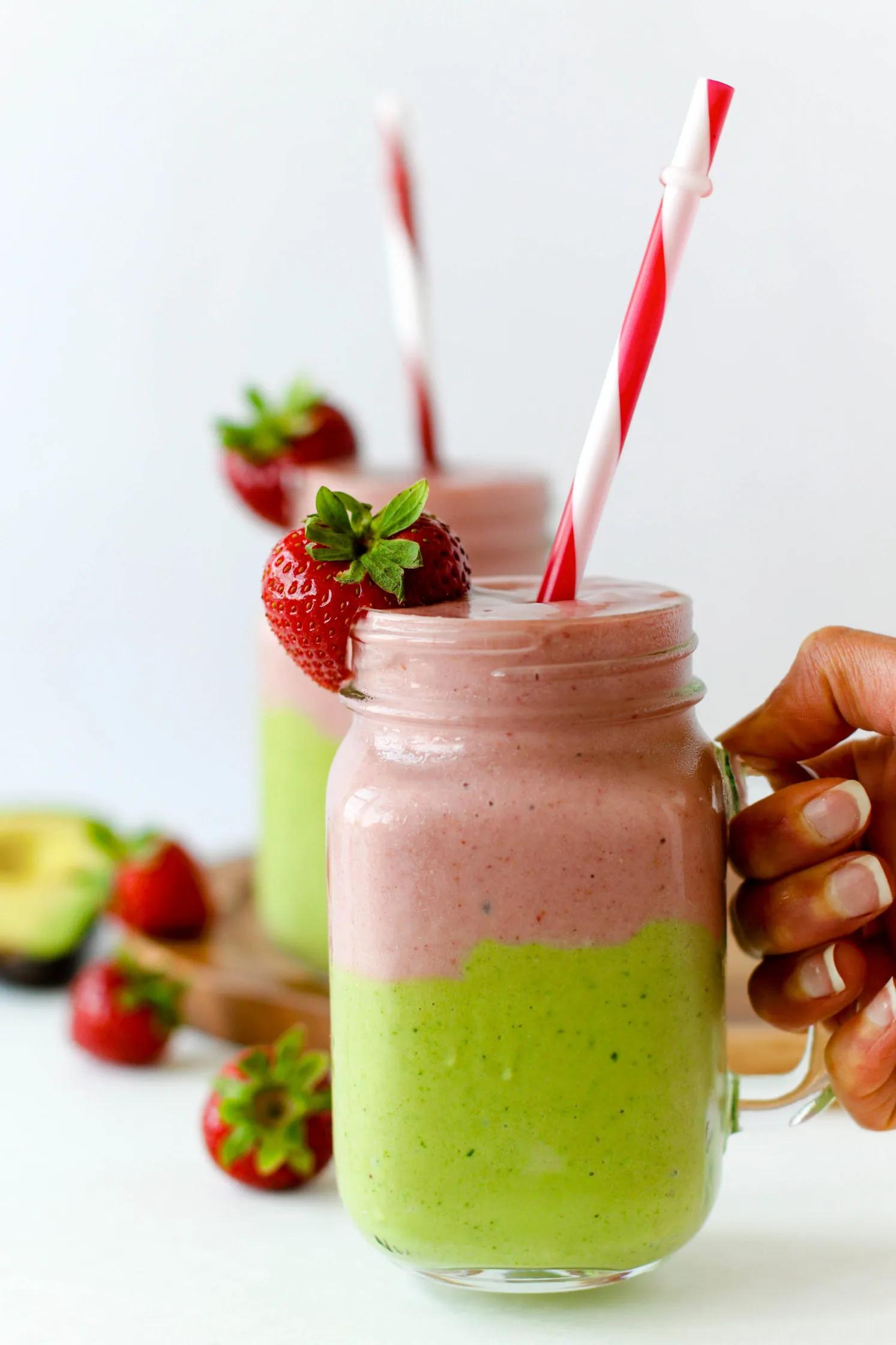 Strawberry Avocado Layer Shakes-17 - Flora &amp; Vino