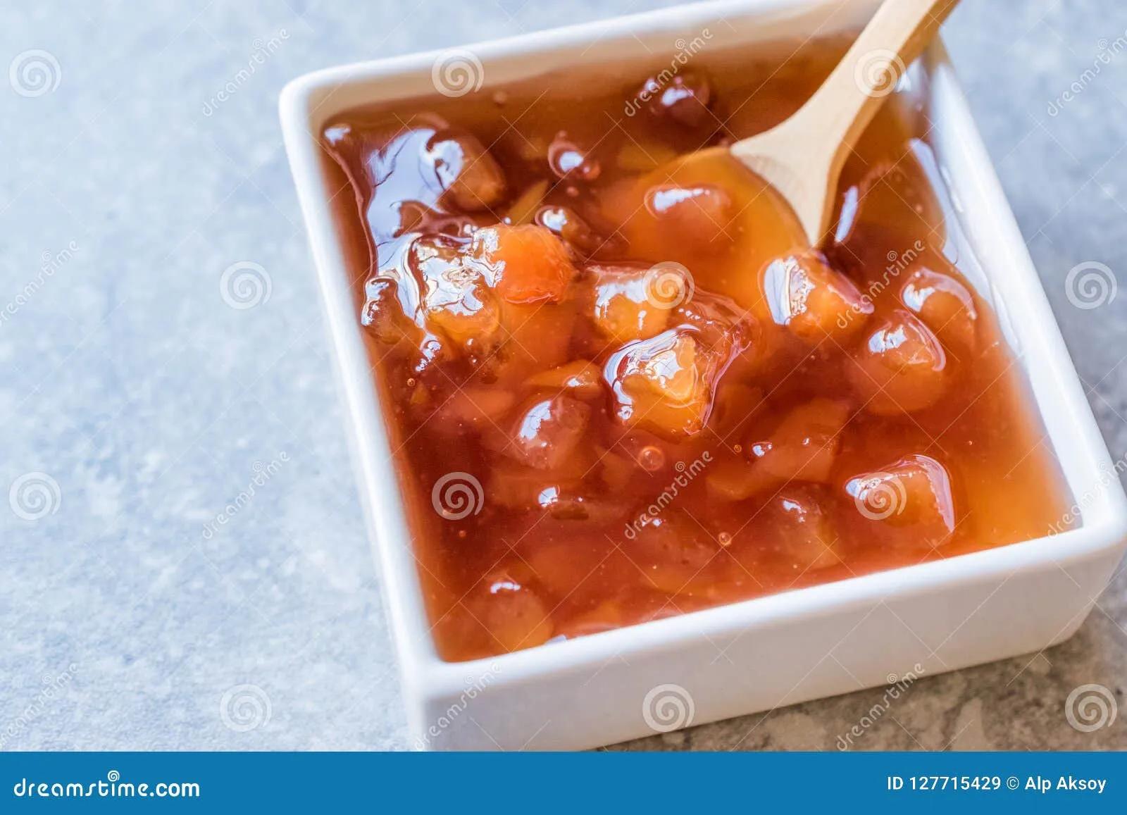 Homemade Quince Jam in Square Ceramic Bowl / Marmalade. Stock Image ...