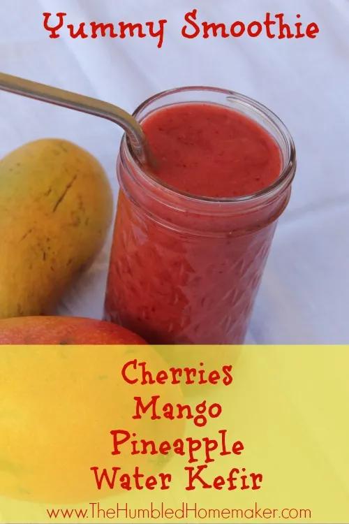 Cherry Mango Water Kefir Smoothie - Nourishing Simplicity