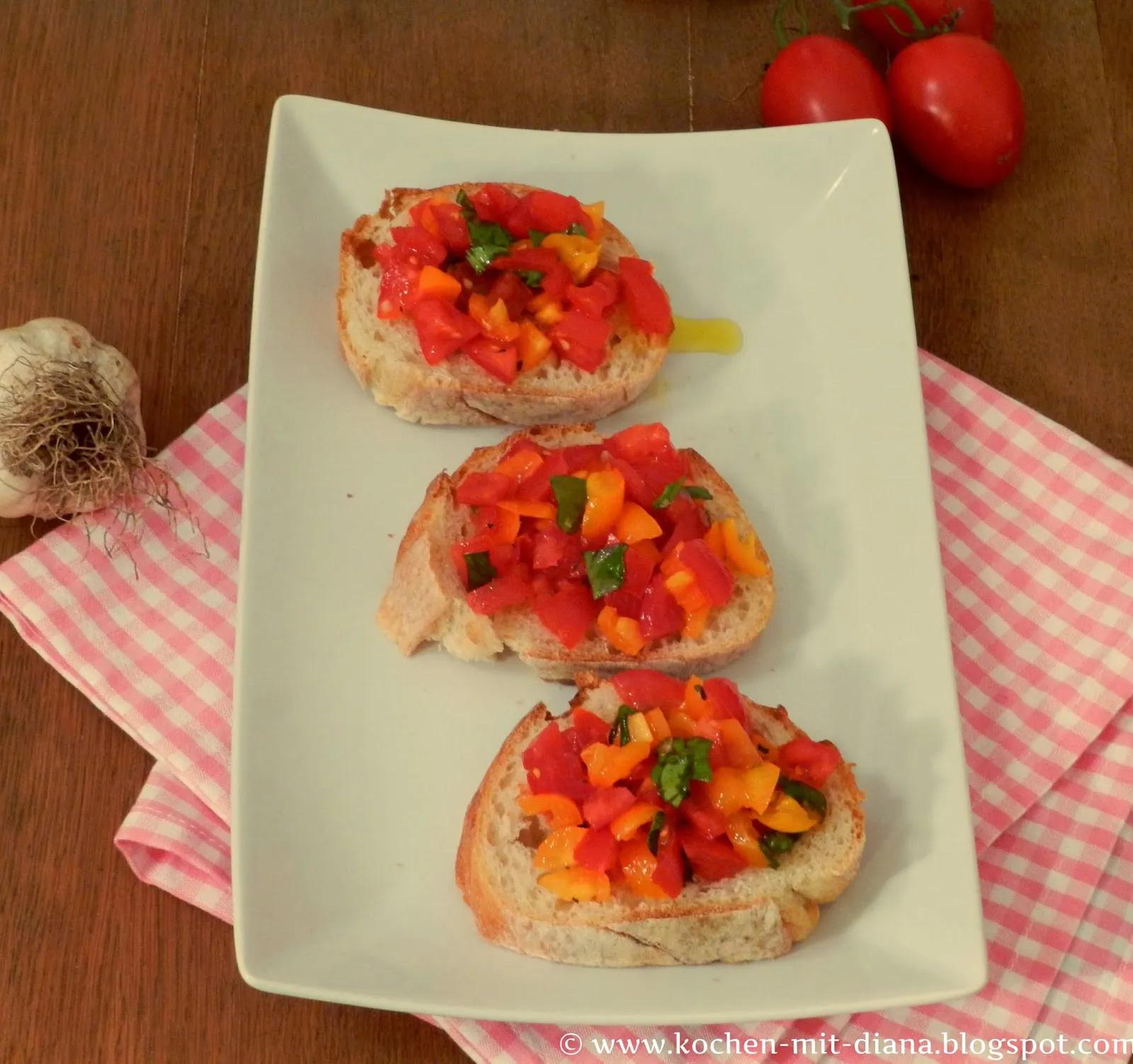 Bruschetta mit Tomaten und Basilikum - Kochen mit Diana