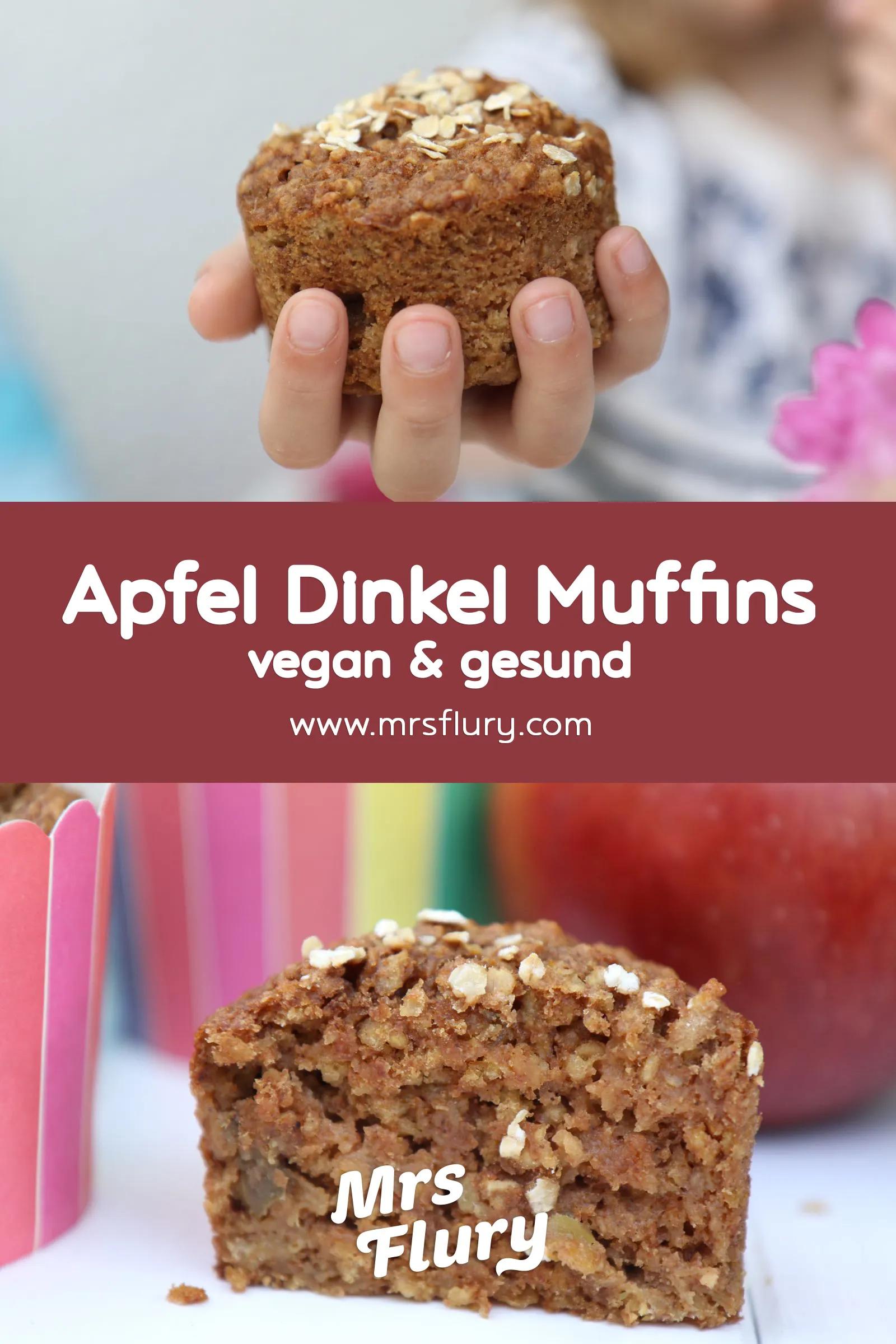 Gesunde Apfel-Dinkel Muffins - vegan &amp; zuckerfrei - Mrs Flury