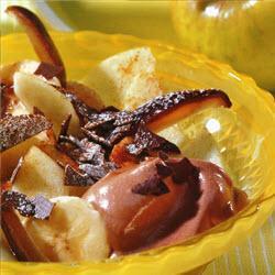 apfel bananen duett mit schokoladensauce