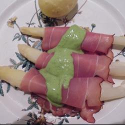 bärlauchmayonnaise zu spargel mit schinken