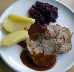 blitz sauerbraten mit blaukraut