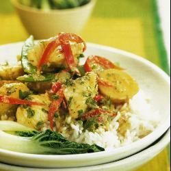 grünes thai curry mit seeteufel