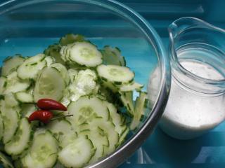 gurkensalat leicht scharf und minzig