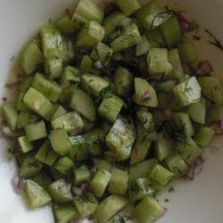 gurkensalat mit roten zwiebeln