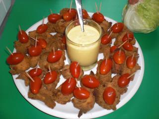 hähnchennuggets in mandelpanade