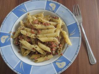 pasta mit schinken öl sauce