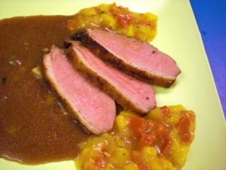 pikante entenbrustfilets mit orangenchutney