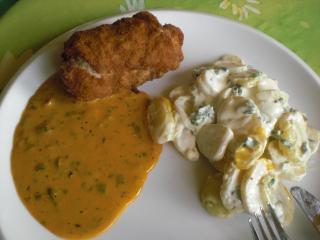 putenschnitzel in käsesoße