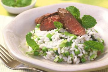 risotto mit lammfilet lauch und minze