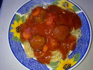 spaghetti mit scharfen mettbällchen
