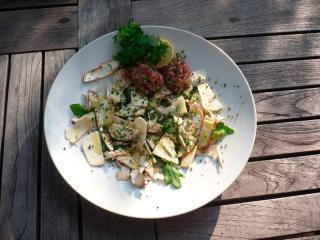 steinpilzcarpaccio mit thunfischtartar