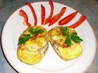 überbackene käsebrötchen mit garnelen