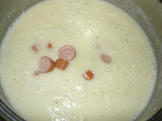 blumenkohl käsecreme suppe mit würstchen