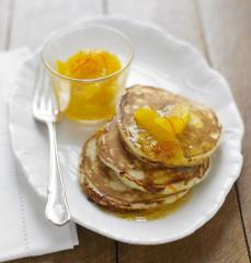 buttermilch pancakes mit orangen mandarinen kompott