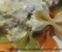 farfalle tricolore mit zucchini mascarpone sekt sa