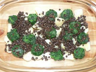 gefüllte champignons mit spinat und linsen