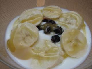 joghurt mit banane cranberrys und honig