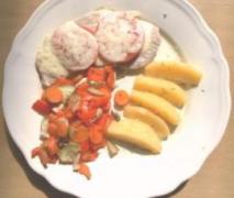 mediterranes schnitzel mit gemüse und rosmarinkart