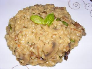 risotto mit champignons und getrockneten pilzen