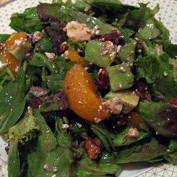 salat mit cranberries walnüssen mandarinen avocado und blauschimmelkäse