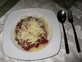 spaghetti mit paprika hacksauce