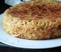 spaghetti omelett mit schinken
